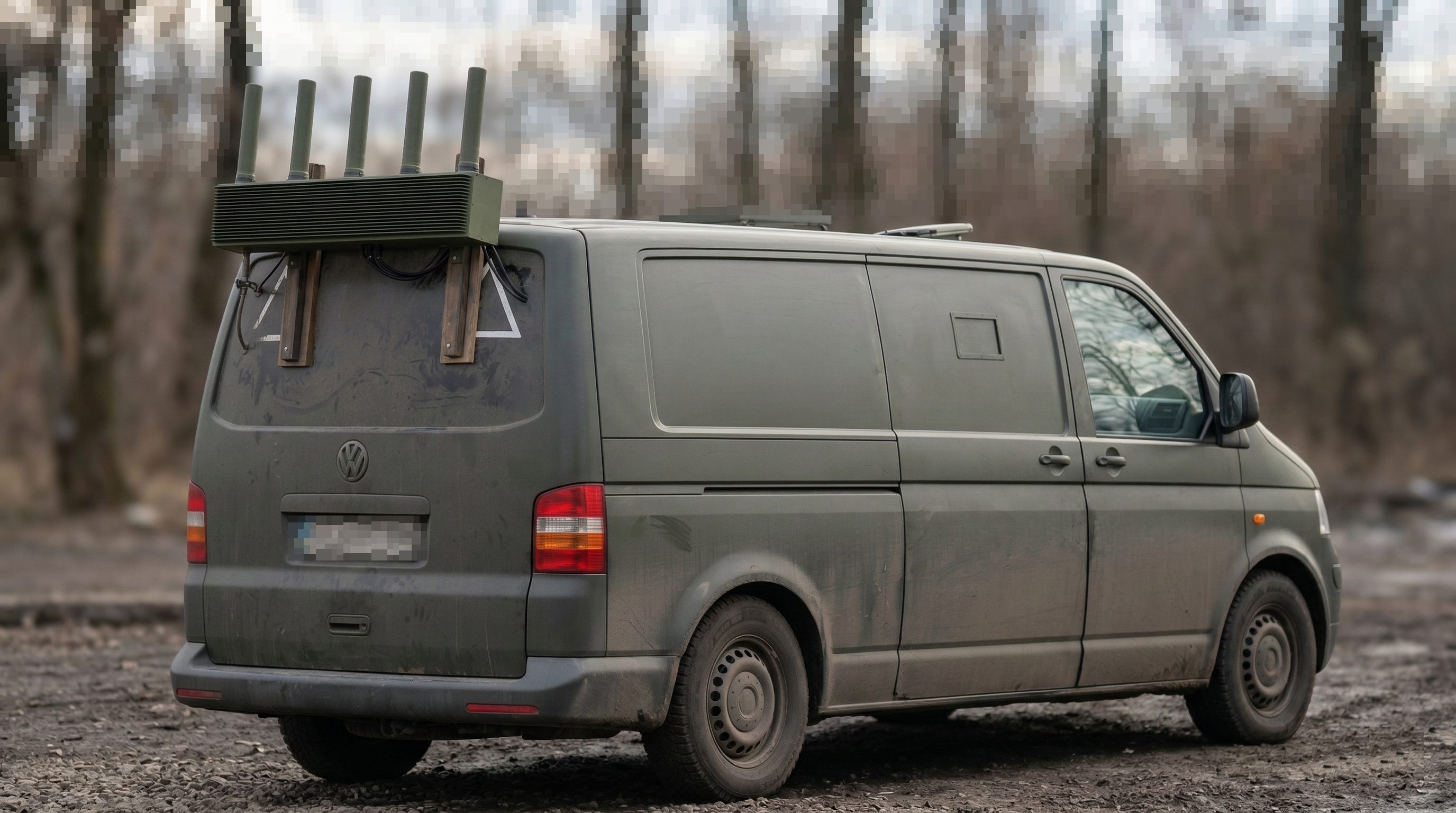 Khvylia EW system installed on a VW Transporter van for mobile protection